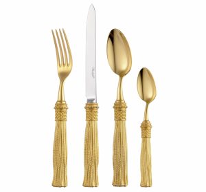 Place Settings & Sets | 4-Piece Silver-Plated Gilded Individual Place Settings  Pompon Flatware