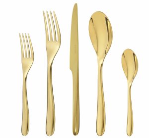 Place Settings & Sets | Gold Stainless Steel 5-Piece Place Setting   L’Âme De Flatware