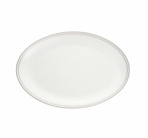 Porcelain & Silver Plates | Porcelain Oval Platter 38 Cm Platinum Finish  Malmaison Impériale Porcelain & Silver Plates Porcelain & Silver Plates