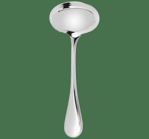 Serving Pieces | Silver-Plated Gravy Ladle  Perles Flatware Serving Pieces