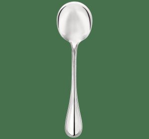 Spoons | Silver-Plated Cream Soup Spoon  Perles Flatware Spoons