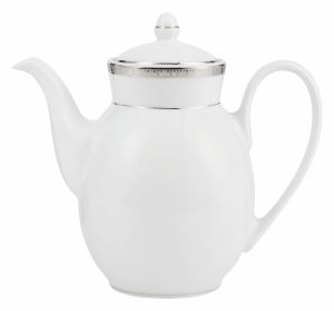 Tea & Coffee Accessories | Porcelain Pot Platinum Finish  Malmaison Tableware Tea & Coffee Accessories