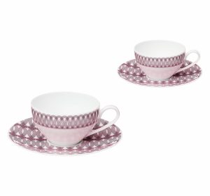 Tea & Coffee Accessories | Set Of 2 Porcelain Tea Cups And Saucers  Mood Nomade Tableware Tea & Coffee Accessories