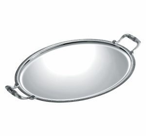 Trays & Platters | Silver-Plated Oval Serving Tray With Handles 21 X 16.5 In  Malmaison Tableware Trays & Platters