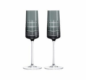 Wine Tasting Accessories | Grey Crystal Flutes – Set Of Two   Graphik Barware Wine Glasses