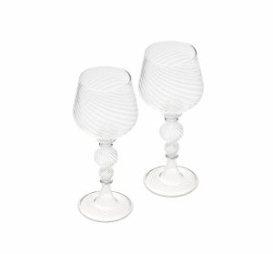 Wine & Water Glasses | Blown Glass White Wine Glass Set  Tourbillon Tableware Wine & Water Glasses