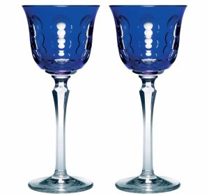 Wine & Water Glasses | Blue Crystal White Wine Glass – Set Of 2  Kawali Tableware Wine & Water Glasses