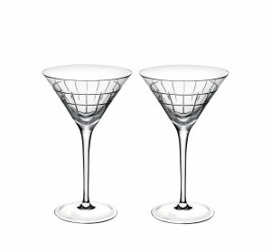 Wine & Water Glasses | Set Of 2 Crystal Martini Glasses  Graphik Tableware Wine & Water Glasses