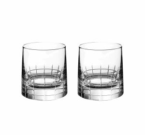 Wine & Water Glasses | Set Of 2 Crystal Old Fashioned Glasses  Graphik Tableware Wine & Water Glasses