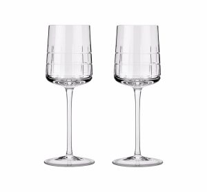 Wine & Water Glasses | Set Of 2 Crystal White Wine Glasses  Graphik Tableware Wine & Water Glasses