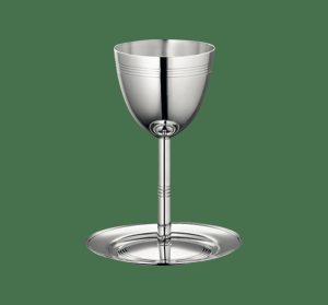 Wine & Water Glasses | Silver-Plated Kiddush Cup And Saucer  Judaique Table Accessories Table Accessories