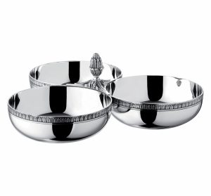 Large, Medium And Small Bowls | Silver-Plated 3-Bowl Server  Malmaison Large, Medium And Small Bowls Large, Medium And Small Bowls